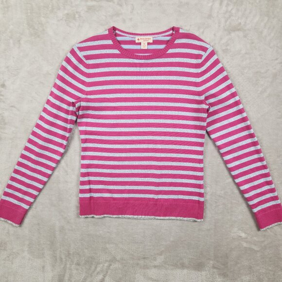 Brooks Brothers Pink and Silver Metallic Striped Womens Sweater Top Size XS - Picture 1 of 9